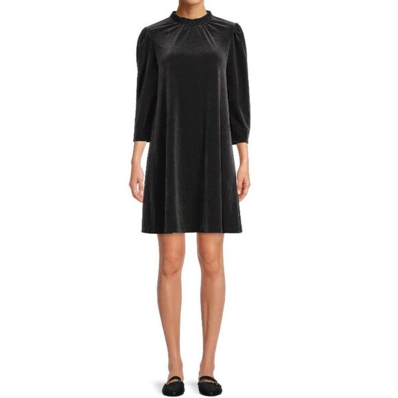 Velvet Ruffled Neck Dress - Picture 4 of 5